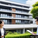 다주택자 세금 절세법 - A modern Japanese apartment complex exterior during daytime, showcasing a mix of new and renovated b...